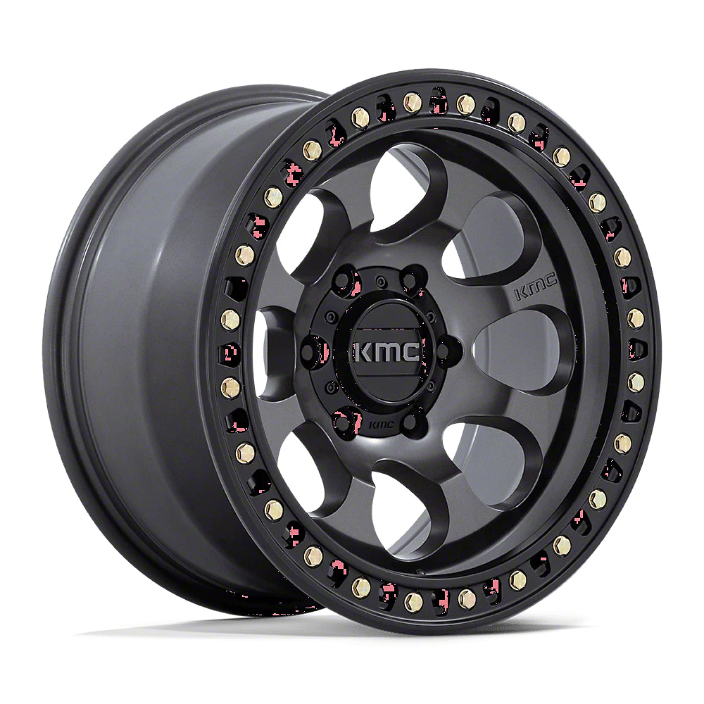 KMC Riot SBL Anthracite with Satin Black Lip Wheel; 17x9; -12mm Offset (18-26 Jeep Wrangler JL)