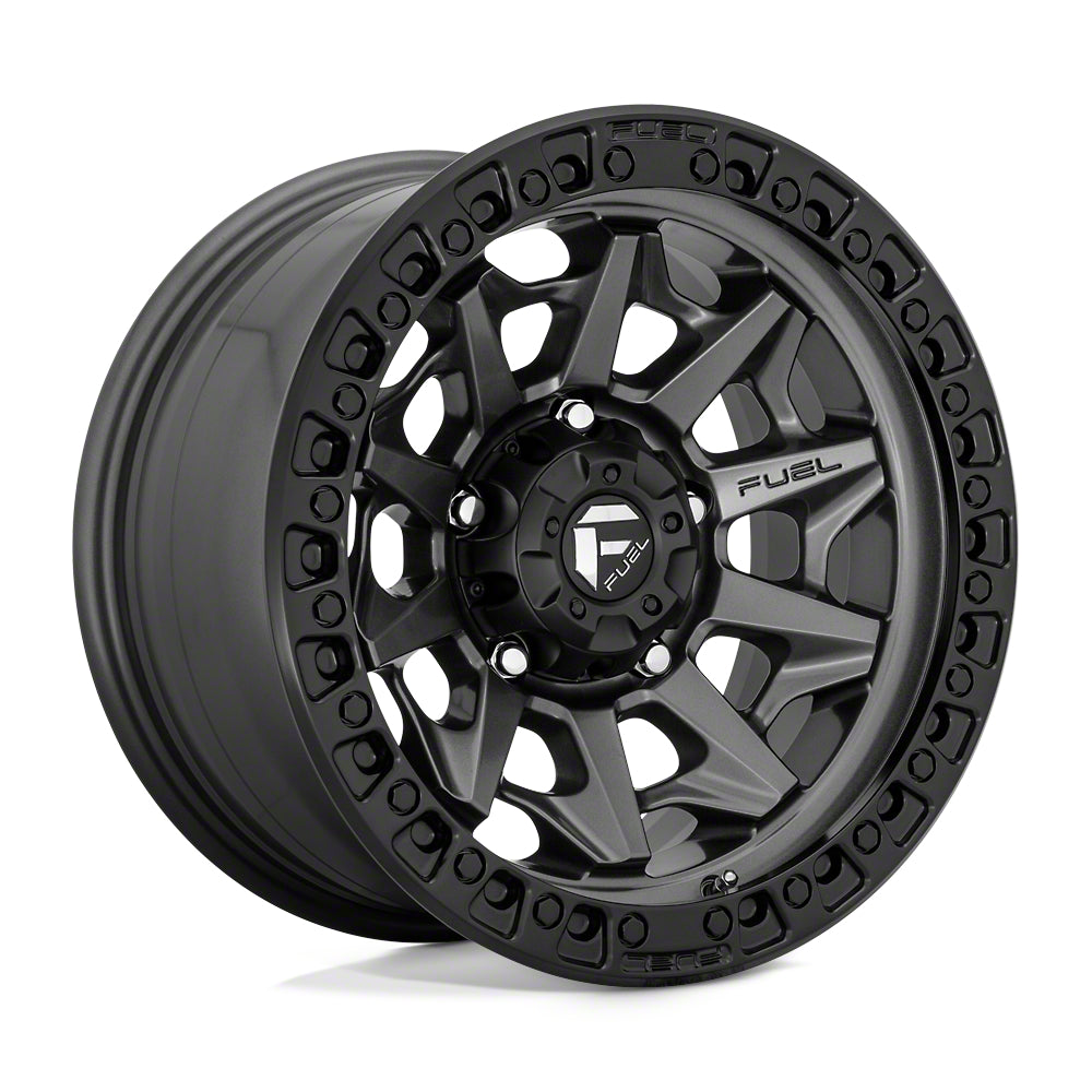 Fuel Wheels Covert Matte Gunmetal with Black Bead Ring Wheel; 17x9; 1mm Offset (18-26 Jeep Wrangler JL)
