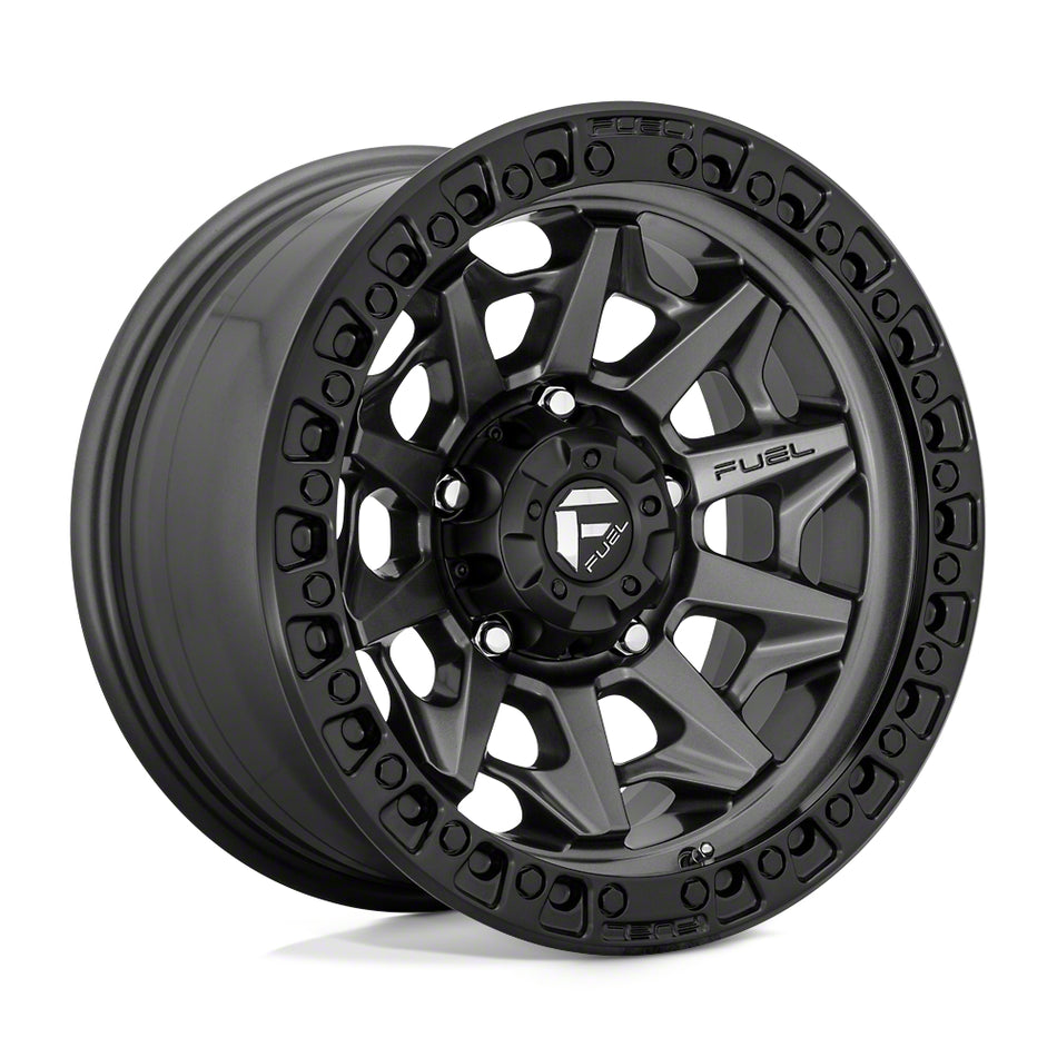 Fuel Wheels Covert Matte Gunmetal with Black Bead Ring Wheel; 17x9; 1mm Offset (18-26 Jeep Wrangler JL)