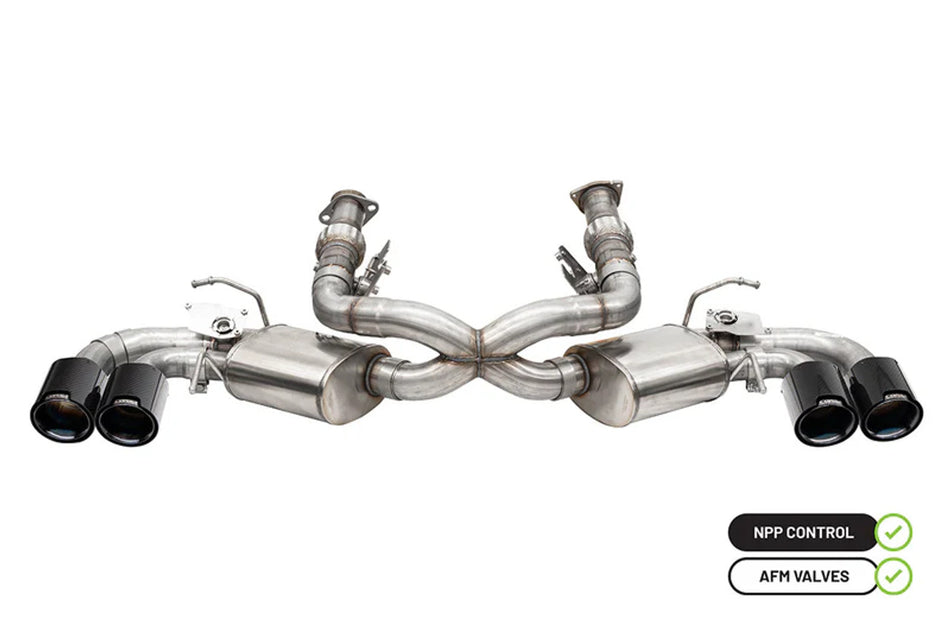 Corsa Variable Sound 3" AFM Cat Back Exhaust w/ 4.5" Carbon Fiber Quad Tips Black (2020 - 2026 Corvette C8 NPP) 21100CFBLK