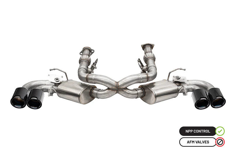 Corsa Variable Sound 3" Valve Delete Cat Back Exhaust w/ 4.5" Carbon Fiber Quad Tips Black (2020 - 2026 Corvette C8) 21103CFBLK
