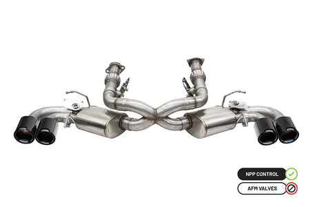 Corsa Variable Sound 3" Valve Delete Cat Back Exhaust w/ 4.5" Carbon Fiber Quad Tips Black (2020 - 2026 Corvette C8) 21103CFBLK