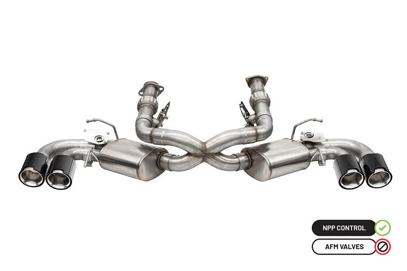 Corsa Variable Sound 3" Valve Delete Cat Back Exhaust w/ 4.5" Carbon Fiber Quad Tips Polished (2020 - 2026 Corvette C8) 21103CF