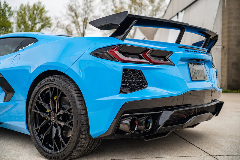 Corsa Variable Sound 3" Valve Delete Cat Back Exhaust w/ 4.5" Carbon Fiber Quad Tips Polished (2020 - 2026 Corvette C8) 21103CF