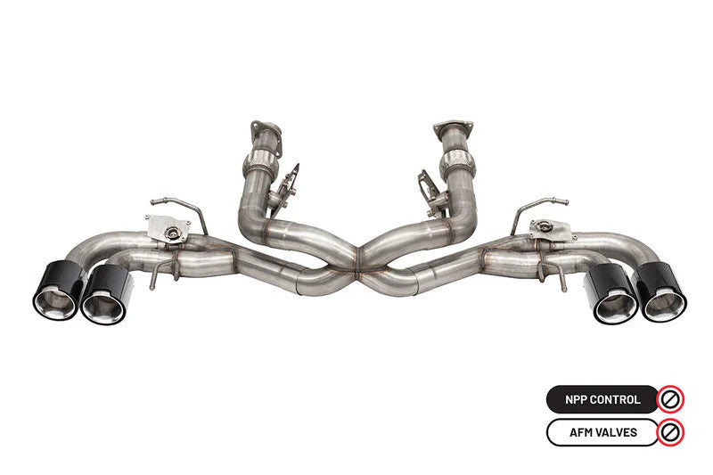 Corsa Variable Sound 3" Catback Exhaust w/ 4.5" Carbon Fiber Polished Tips Valve & Muffler Delete (2020 - 2026 C8 Corvette w/ NPP) 21105CF