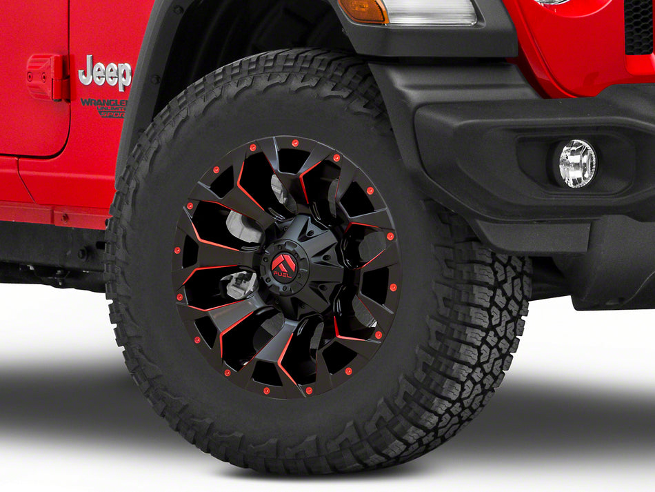 Fuel Wheels Assault Matte Black Red Milled Wheel; 18x9; 1mm Offset (18-26 Jeep Wrangler JL)