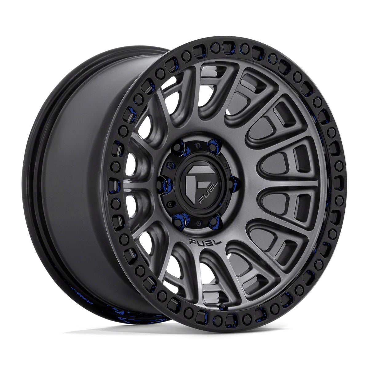Fuel Wheels Cycle Matte Gunmetal with Black Ring Wheel; 17x9; -12mm Offset (18-26 Jeep Wrangler JL)