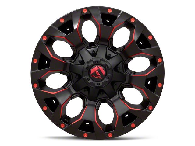 Fuel Wheels Assault Matte Black Red Milled Wheel; 20x10; -18mm Offset (18-26 Jeep Wrangler JL)