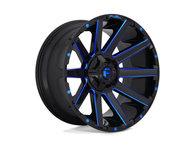 Fuel Wheels Contra Gloss Black with Blue Tinted Clear Wheel; 20x9; 1mm Offset (18-26 Jeep Wrangler JL)