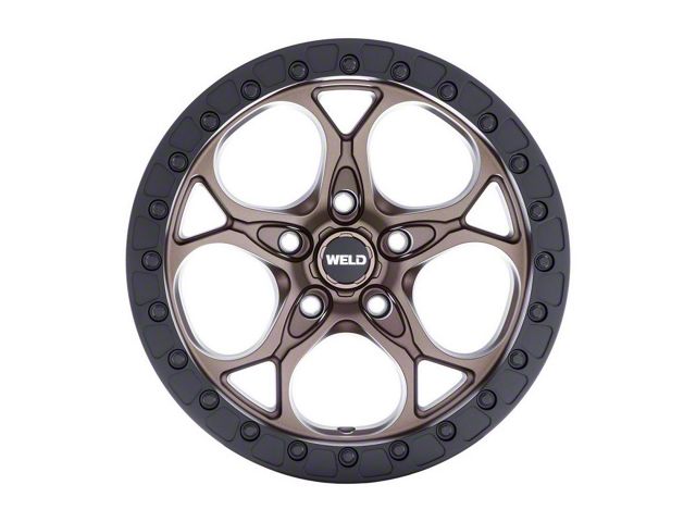 Weld Off-Road Ledge Satin Bronze with Satin Black Ring Wheel; 17x9; 0mm Offset (18-26 Jeep Wrangler JL)