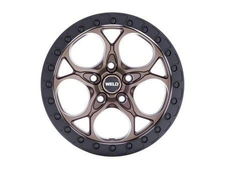 Weld Off-Road Ledge Satin Bronze with Satin Black Ring Wheel; 17x9; 0mm Offset (18-26 Jeep Wrangler JL)