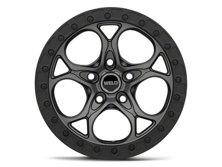 Weld Off-Road Ledge Satin Gunmetal with Satin Black Ring Wheel; 17x9; 0mm Offset (18-26 Jeep Wrangler JL)