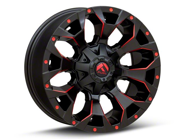Fuel Wheels Assault Matte Black Red Milled Wheel; 18x9; 1mm Offset (18-26 Jeep Wrangler JL)