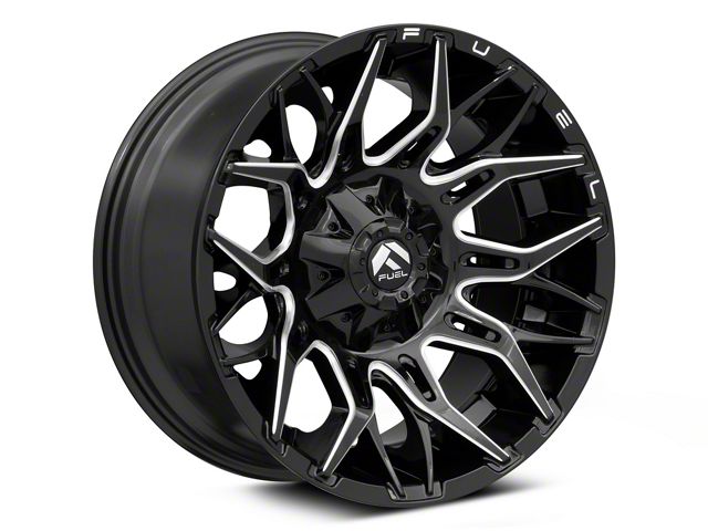 Fuel Wheels Twitch Glossy Black Milled Wheel; 20x10; -18mm Offset (18-26 Jeep Wrangler JL)