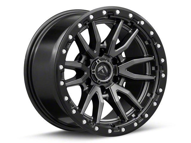 Fuel Wheels Rebel Matte Gunmetal with Black Bead Ring Wheel; 17x9; -12mm Offset (18-26 Jeep Wrangler JL)