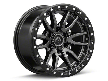 Fuel Wheels Rebel Matte Gunmetal with Black Bead Ring Wheel; 17x9; -12mm Offset (18-26 Jeep Wrangler JL)