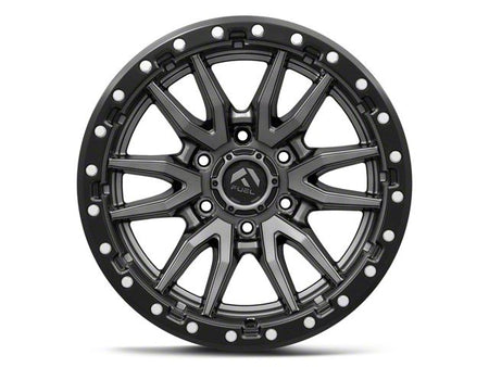 Fuel Wheels Rebel Matte Gunmetal with Black Bead Ring Wheel; 18x9; -12mm Offset (18-26 Jeep Wrangler JL)