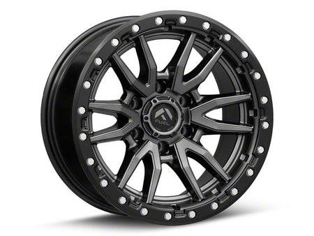 Fuel Wheels Rebel Matte Gunmetal with Black Bead Ring Wheel; 18x9; -12mm Offset (18-26 Jeep Wrangler JL)