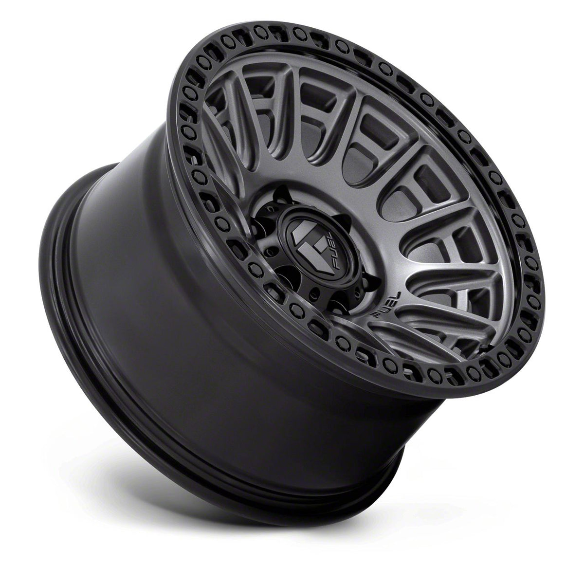 Fuel Wheels Cycle Matte Gunmetal with Black Ring Wheel; 17x9; -12mm Offset (18-26 Jeep Wrangler JL)