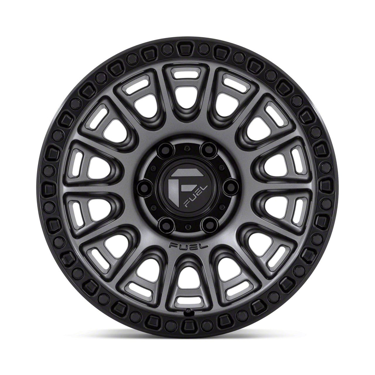 Fuel Wheels Cycle Matte Gunmetal with Black Ring Wheel; 17x9; -12mm Offset (18-26 Jeep Wrangler JL)