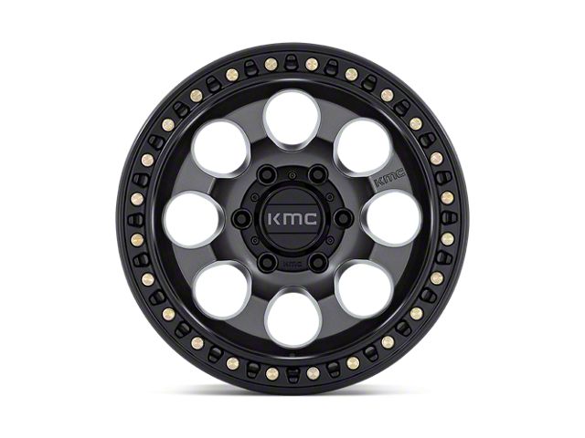 KMC Riot SBL Anthracite with Satin Black Lip Wheel; 17x9; -12mm Offset (18-26 Jeep Wrangler JL)