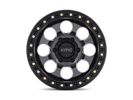 KMC Riot SBL Anthracite with Satin Black Lip Wheel; 17x9; -12mm Offset (18-26 Jeep Wrangler JL)