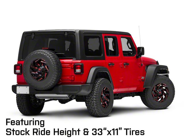 Fuel Wheels Reaction Gloss Black Milled with Red Tint Wheel; 17x9; 1mm Offset (18-26 Jeep Wrangler JL)