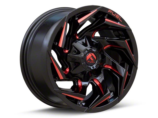 Fuel Wheels Reaction Gloss Black Milled with Red Tint Wheel; 17x9; -12mm Offset (18-26 Jeep Wrangler JL)