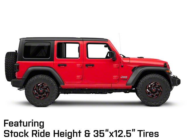 Fuel Wheels Reaction Gloss Black Milled with Red Tint Wheel; 17x9; -12mm Offset (18-26 Jeep Wrangler JL)