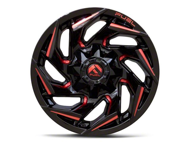 Fuel Wheels Reaction Gloss Black Milled with Red Tint Wheel; 17x9; -12mm Offset (18-26 Jeep Wrangler JL)