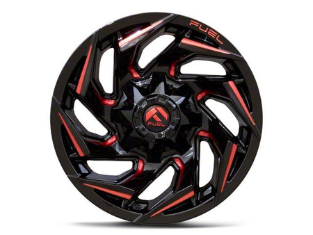 Fuel Wheels Reaction Gloss Black Milled with Red Tint Wheel; 17x9; -12mm Offset (18-26 Jeep Wrangler JL)