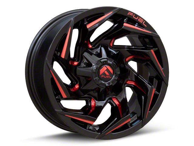 Fuel Wheels Reaction Gloss Black Milled with Red Tint Wheel; 17x9; -12mm Offset (18-26 Jeep Wrangler JL)
