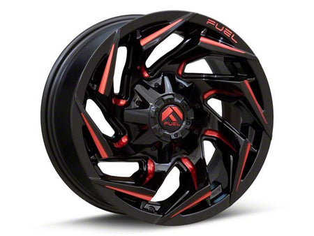 Fuel Wheels Reaction Gloss Black Milled with Red Tint Wheel; 17x9; -12mm Offset (18-26 Jeep Wrangler JL)