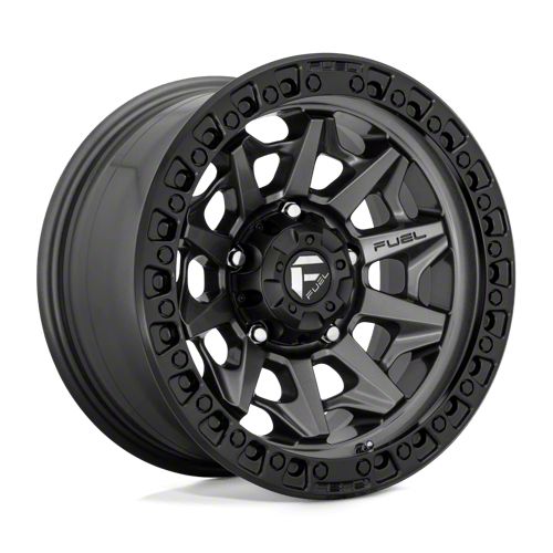 Fuel Wheels Covert Matte Gunmetal with Black Bead Ring Wheel; 17x9; 1mm Offset (18-26 Jeep Wrangler JL)