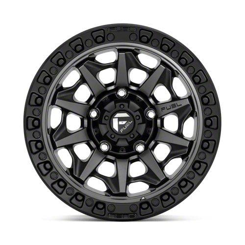 Fuel Wheels Covert Matte Gunmetal with Black Bead Ring Wheel; 17x9; 1mm Offset (18-26 Jeep Wrangler JL)