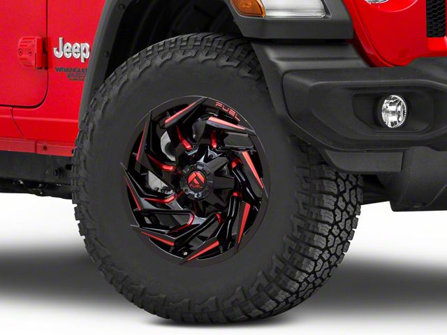 Fuel Wheels Reaction Gloss Black Milled with Red Tint Wheel; 17x9; 1mm Offset (18-26 Jeep Wrangler JL)