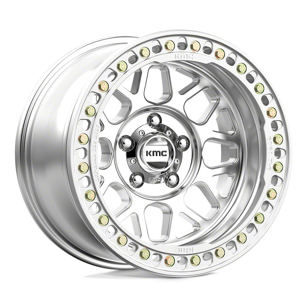 KMC Grenade Crawl Beadlock Machined Wheel; 17x9; -38mm Offset (18-26 Jeep Wrangler JL)