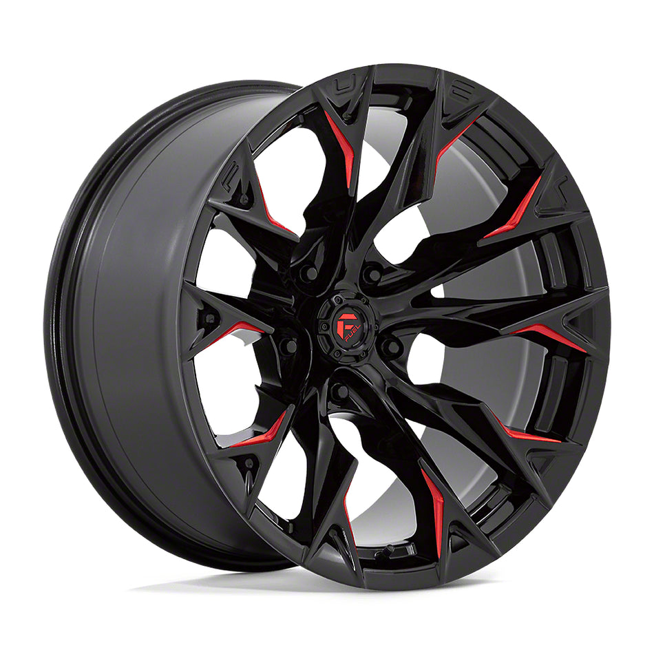 Fuel Wheels Flame Gloss Black Milled with Candy Red Wheel; 20x10; -18mm Offset (18-26 Jeep Wrangler JL)