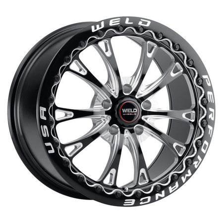 Weld 17x10 Belmont Beadlock Drag Wheel 5x114.3 ET 49 BS 7.4 Gloss Black (2005 - 2025 Mustang GT Premium / GT Base / Ecoboost) (S650 Non-Perf Pack Cars) S90870067P49