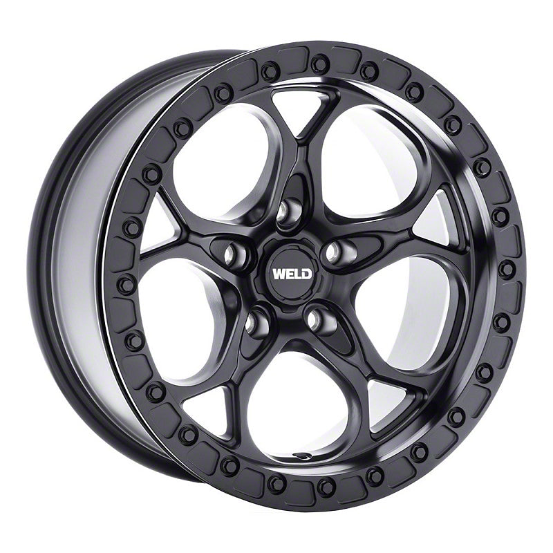 Weld Off-Road Ledge True Beadlock Satin Black Wheel; 17x9; -12mm Offset (18-26 Jeep Wrangler JL)