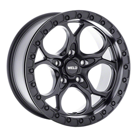 Weld Off-Road Ledge True Beadlock Satin Black Wheel; 17x9; -12mm Offset (18-26 Jeep Wrangler JL)