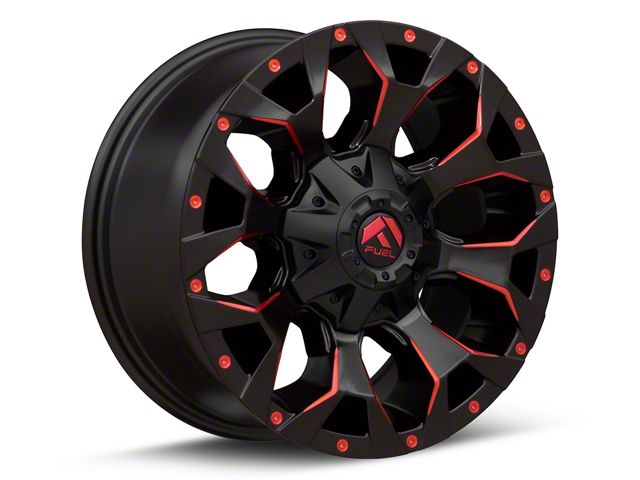 Fuel Wheels Assault Matte Black Red Milled Wheel; 20x10; -18mm Offset (18-26 Jeep Wrangler JL)
