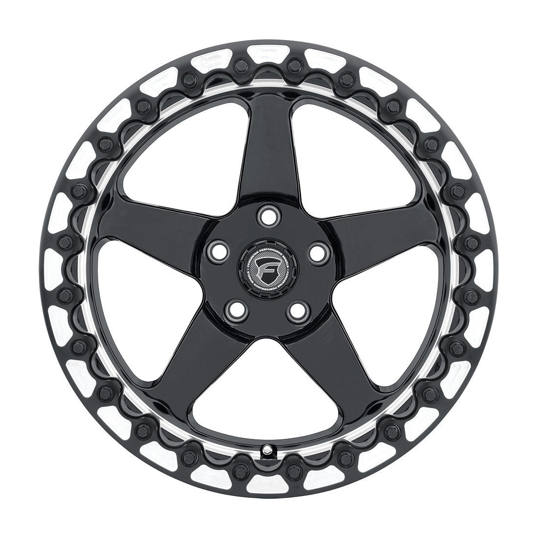 Forgestar 15x10 D5 Beadlock Drag Wheel | 5x114.3 | +25 ET | 6.5 BS | Gloss Black Machined | 1979 - 1993 Mustang Foxbody | 1994 - 2002 Mustang GT / Base / Cobra / Mach 1 / Bullet | F001B0067P25