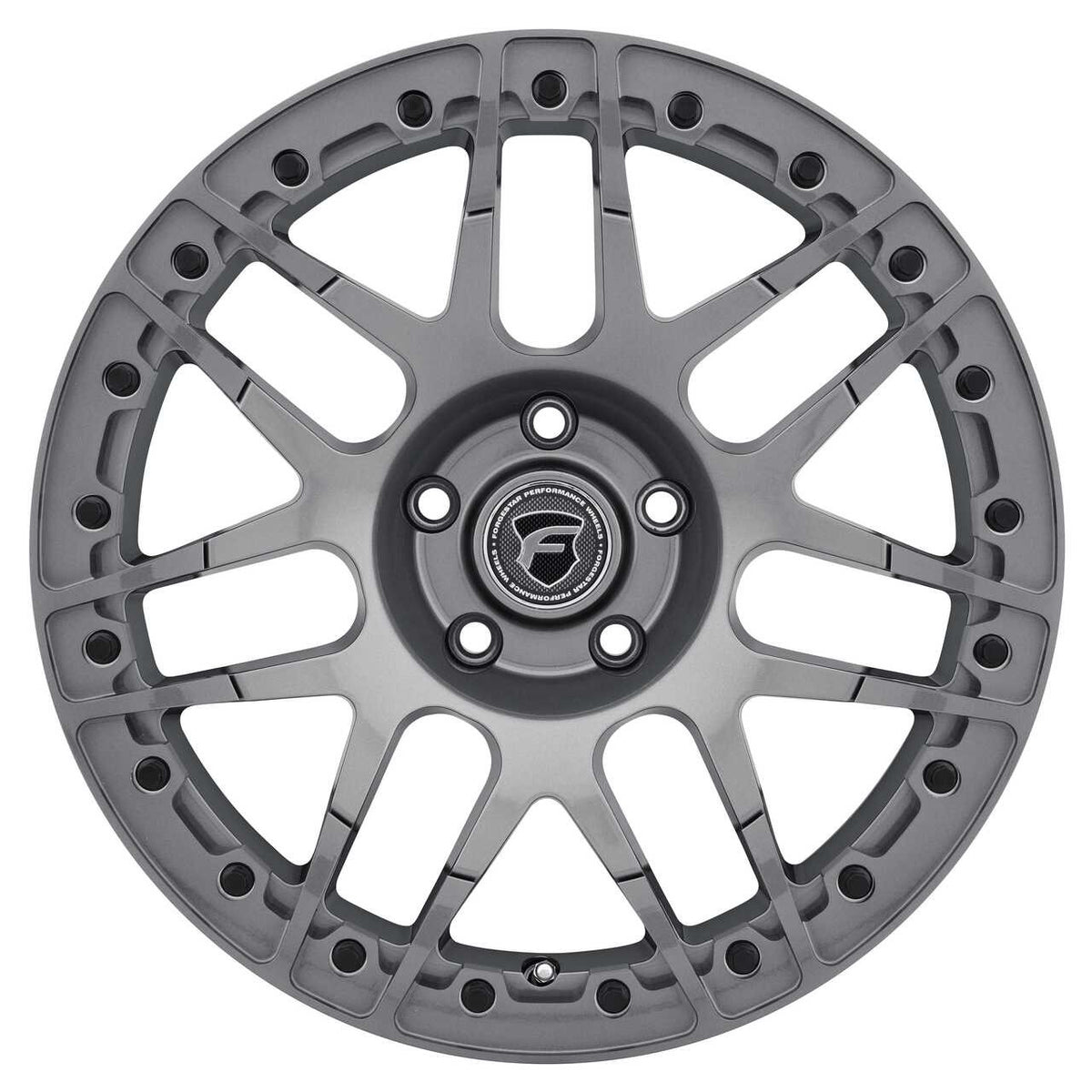 Forgestar 15x10 F14 Beadlock Drag Wheel | 5x120.65 | +50 ET | BS 7.50 | Gloss Anthracite | 2006 - 2019 Corvette Z06 | 1993 - 2002 Camaro / Firebird | F283B0063750