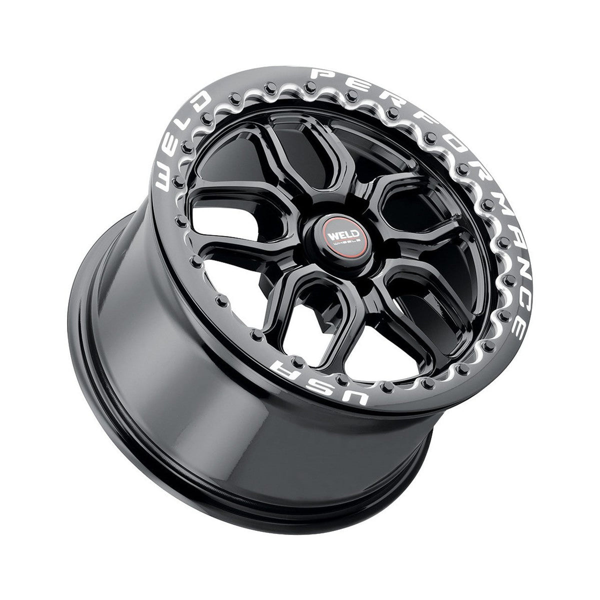 Weld 17x10 Laguna Black Beadlock Wheel 5x120 BC ET 42 BS 7.15 Gloss Black (Camaro / CTS) S92270022P42
