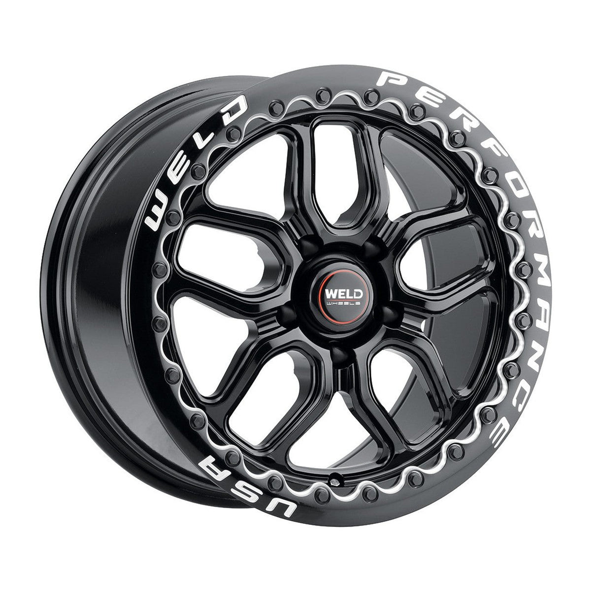 Weld 17x10 Laguna Black Beadlock Wheel 5x114.3 BC ET 49 BS 7.42 Gloss Black (2005 - 2025 Mustang GT Premium / GT Base / Ecoboost) (S650 Non-Perf Pack Cars) S92270067P49
