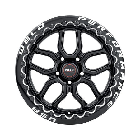 Weld 17x10 Laguna Black Beadlock Wheel 5x114.3 BC ET 49 BS 7.42 Gloss Black (2005 - 2025 Mustang GT Premium / GT Base / Ecoboost) (S650 Non-Perf Pack Cars) S92270067P49