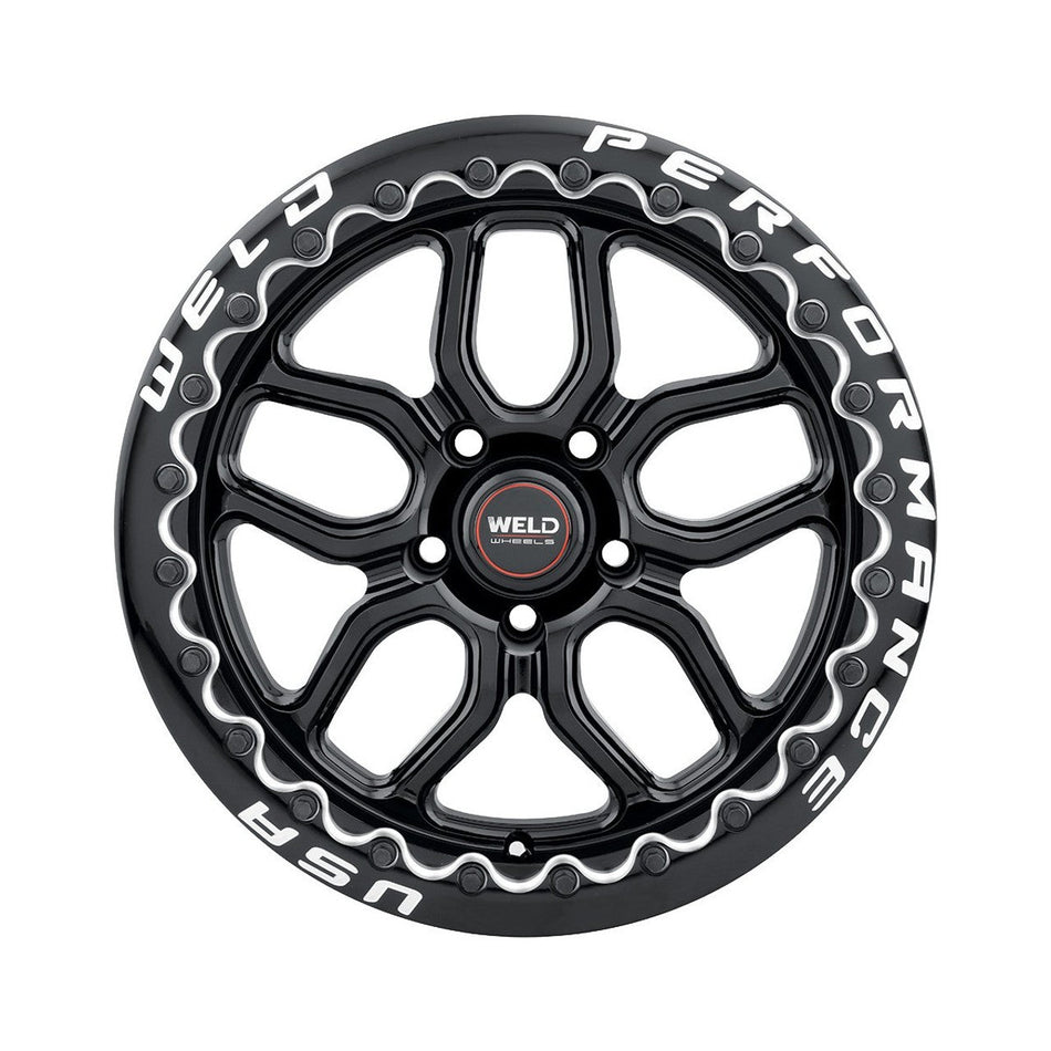 Weld 17x10 Laguna Black Beadlock Wheel 5x114.3 BC ET 49 BS 7.42 Gloss Black (2005 - 2025 Mustang GT Premium / GT Base / Ecoboost) (S650 Non-Perf Pack Cars) S92270067P49